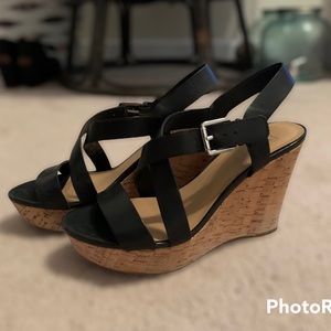 Franco Sarto black wedge sandals
